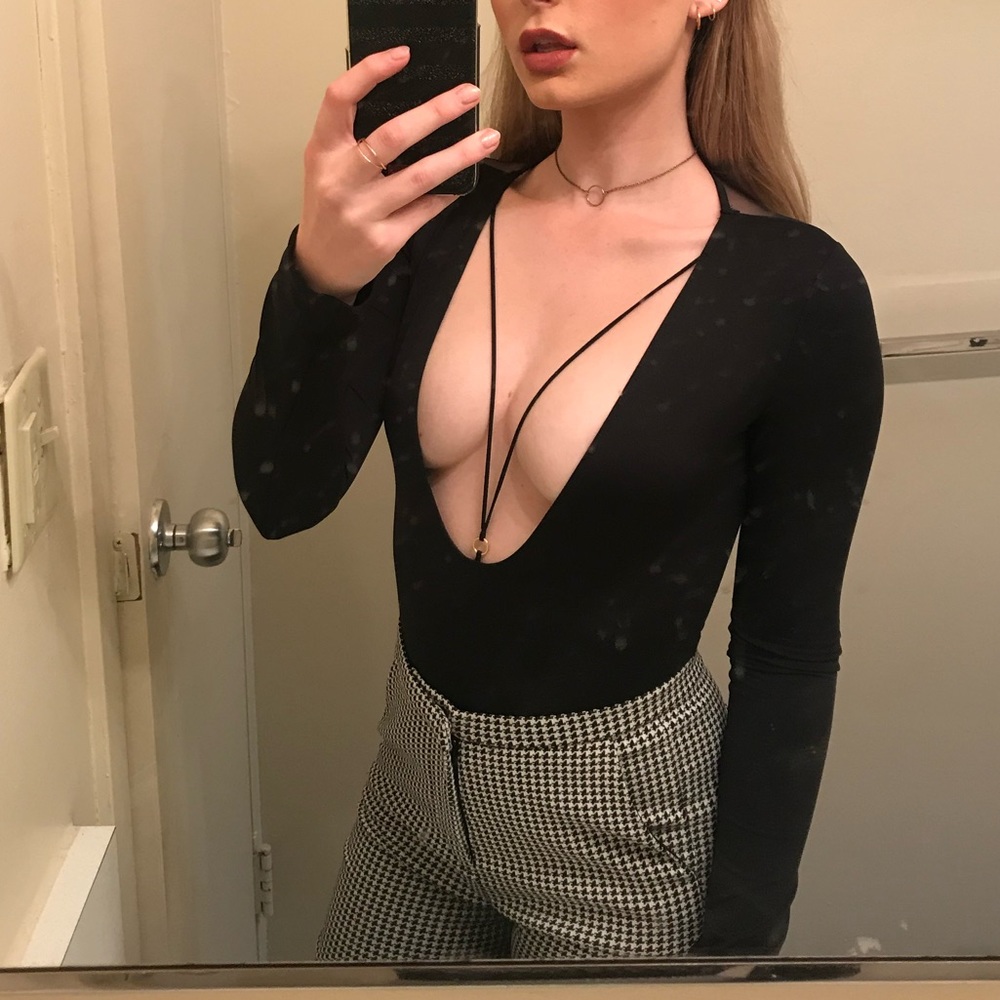 Victoria’s Secret deep v neck mesh body suit